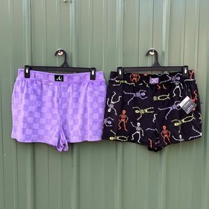 Women’s Fuzzy Plush Halloween Sleep Lounge Shorts 2-Pack Size L